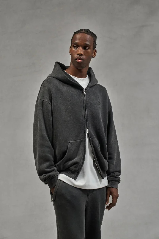 Shop our exclusive men’s fashion deals – limited time only!  LAUNDERED CLASSIC ZIP THROUGH HOODIE - CHARCOAL
