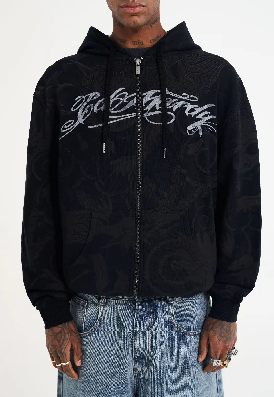 Flash deals on men’s  clothing – Grab yours today!  Mens Drag Shadow Zip Thru Hoodie - Black