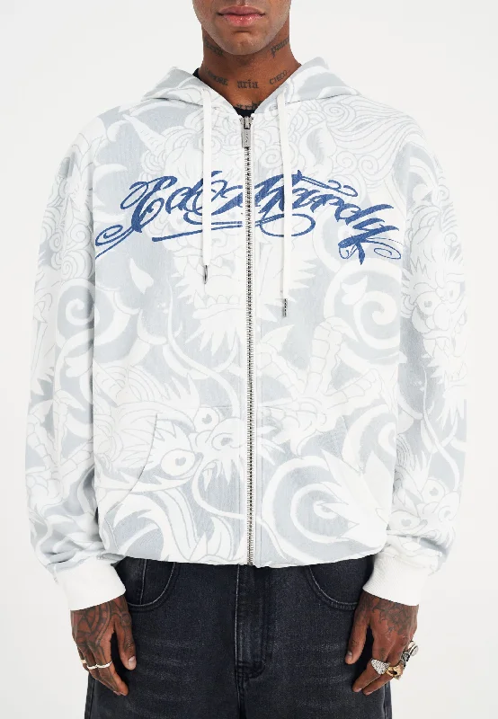 Shop the latest seasonal clothing sale – Big savings on stylish outfits.  Mens Drag Shadow Zip Thru Hoodie - White