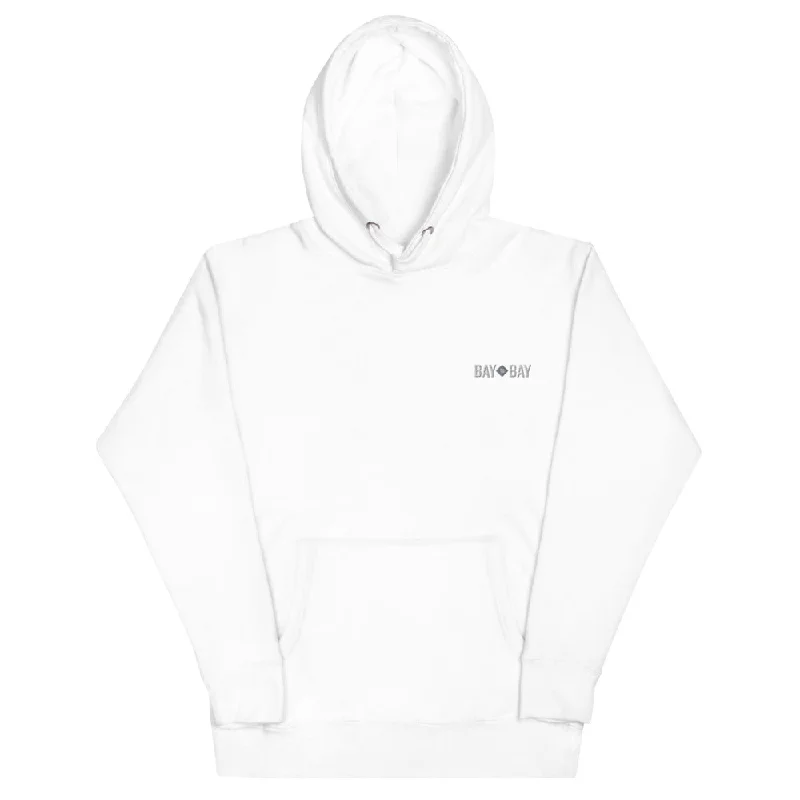 Big discounts on men’s wear – Shop now and save!  White Bay to Bay Hoodie