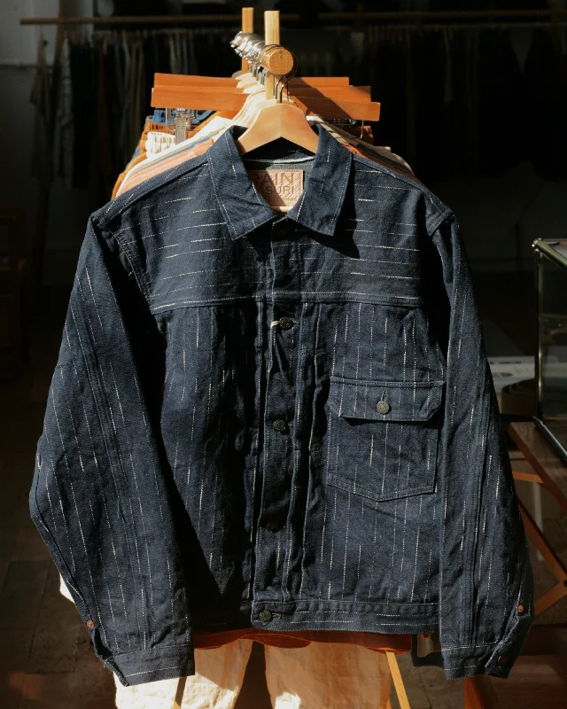 Flash discounts on men’s clothing – Don’t miss out!  14oz RAIN Kasuri Type I Selvedge Denim Jacket OW