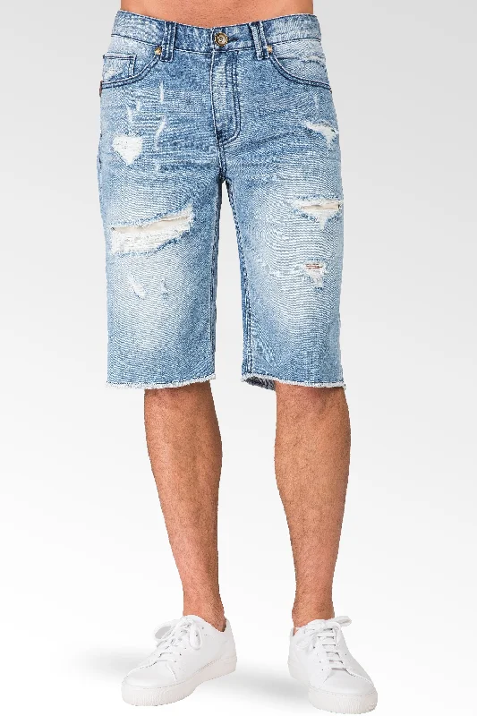 Shop men’s fashion for less – prices slashed on select items. Light Sanded Blue Relaxed Premium Denim Cut Off Shorts Distressed Mended Raw Edge Shop men’s fashion for less – prices slashed on select items. Light Sanded Blue Relaxed Premium Denim Cut Off Shorts Distressed Mended Raw Edge