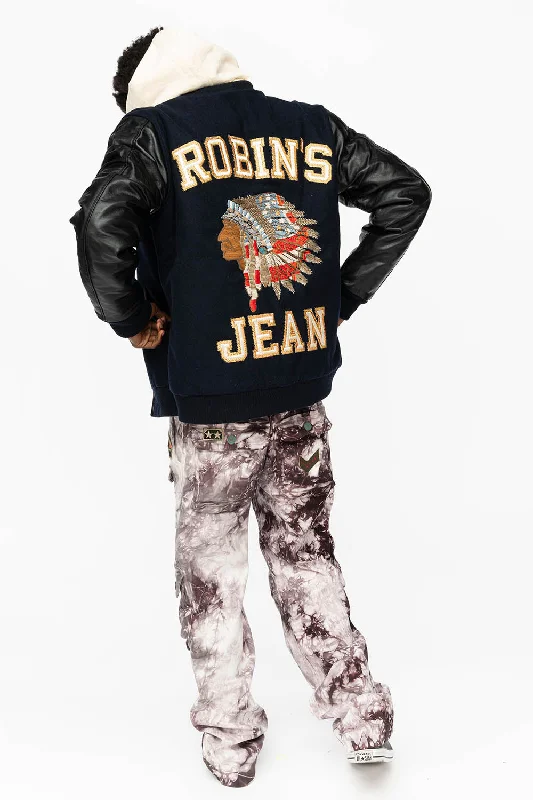 Big discounts on men’s wear – Shop now and save! ROBIN’S WOOL & LEATHER VARSITY BOMBER JACKET IN NAVY/BLACK Big discounts on men’s wear – Shop now and save! ROBIN’S WOOL & LEATHER VARSITY BOMBER JACKET IN NAVY/BLACK