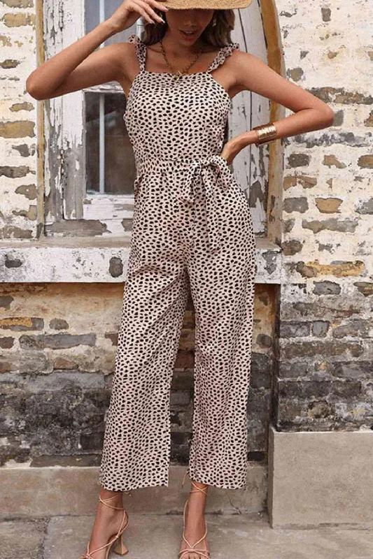 Printed Tie-Waist Wide Leg Jumpsuit