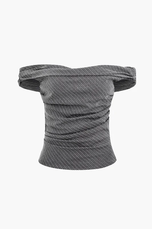 Check out the best prices on men's fashion basics – limited time offer. Pinstripe Off Shoulder Ruched Tank Top Check out the best prices on men's fashion basics – limited time offer. Pinstripe Off Shoulder Ruched Tank Top